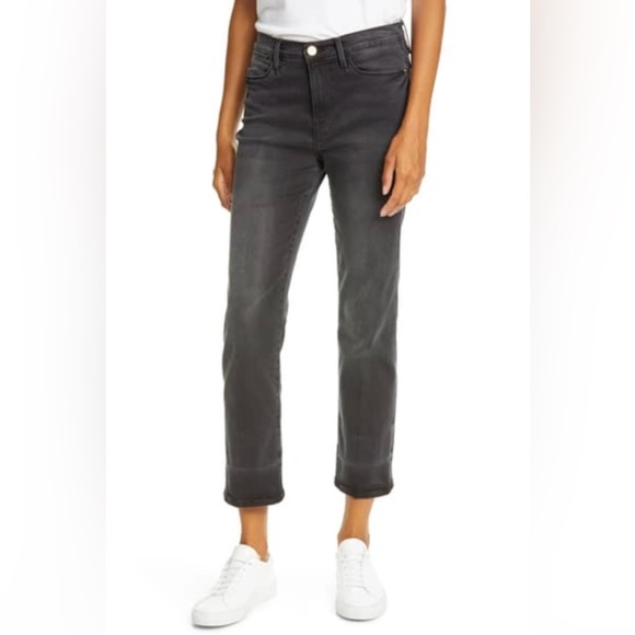 NWOT Frame Le High Straight in Marcel Dip (Washed Black) - Picture 1 of 5